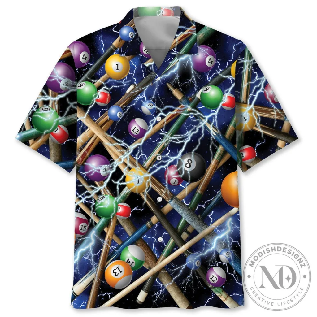 Billiard Balls and Lightning Strikes Hawaiian Shirt 26 Billiard Balls and Lightning Strikes Hawaiian Shirt