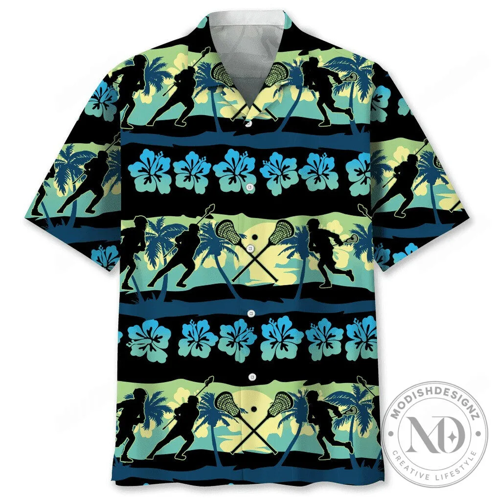 Lacrosse Player Tropical Beach Hawaiian Shirt