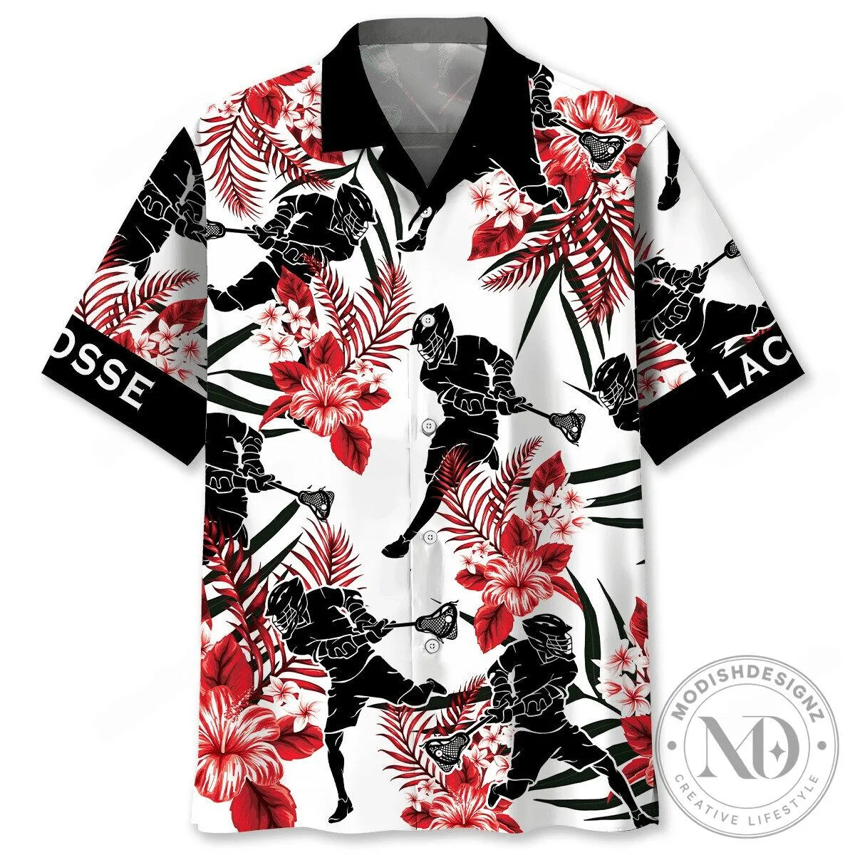Lacrosse Players Tropical Floral Hawaiian Shirt