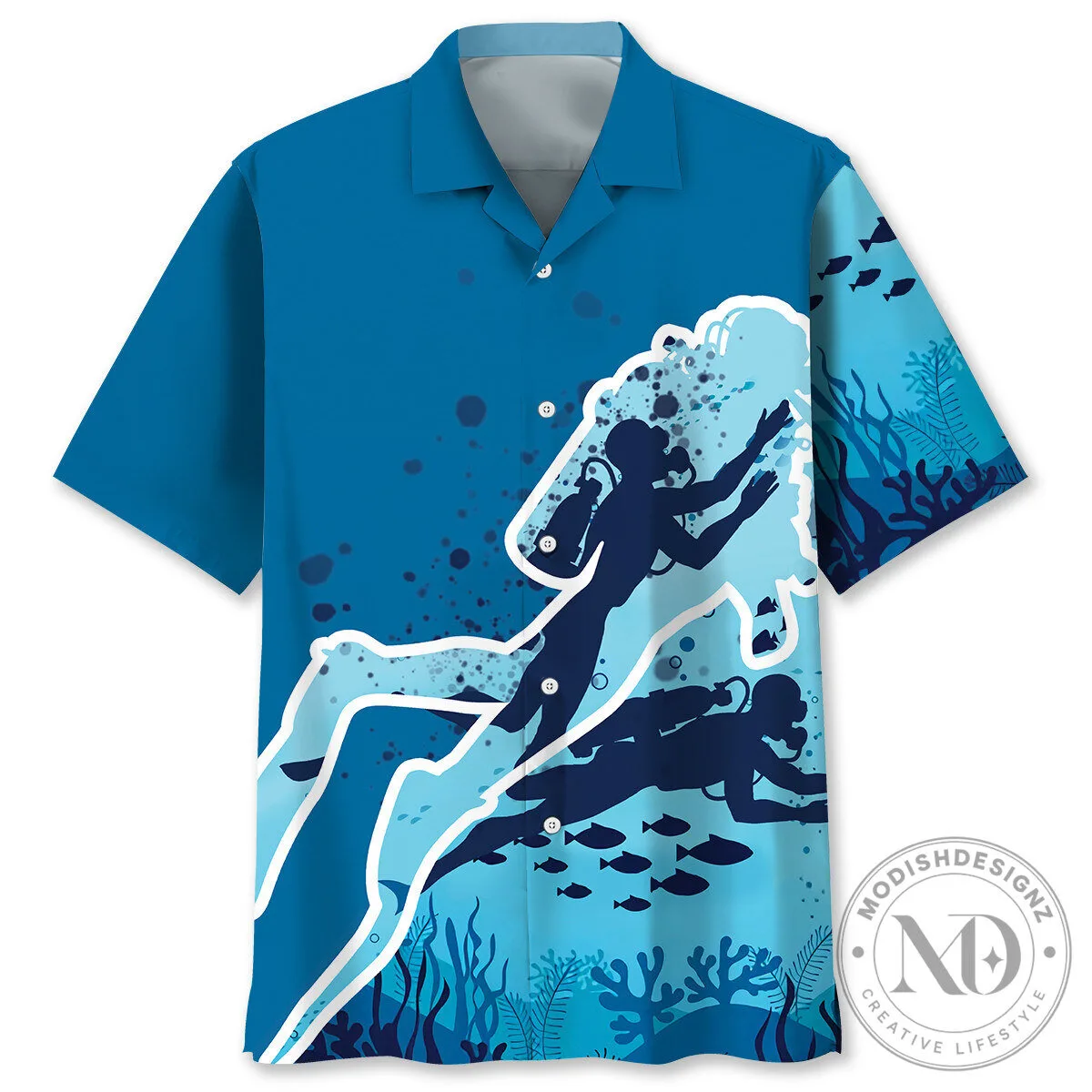 Scuba Diving Ocean Underwater Coral Reef Fish Hawaiian Shirt
