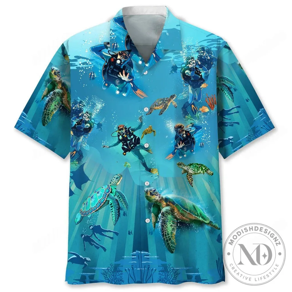 Scuba Diving Sea Turtle Ocean Adventure Hawaiian Shirt