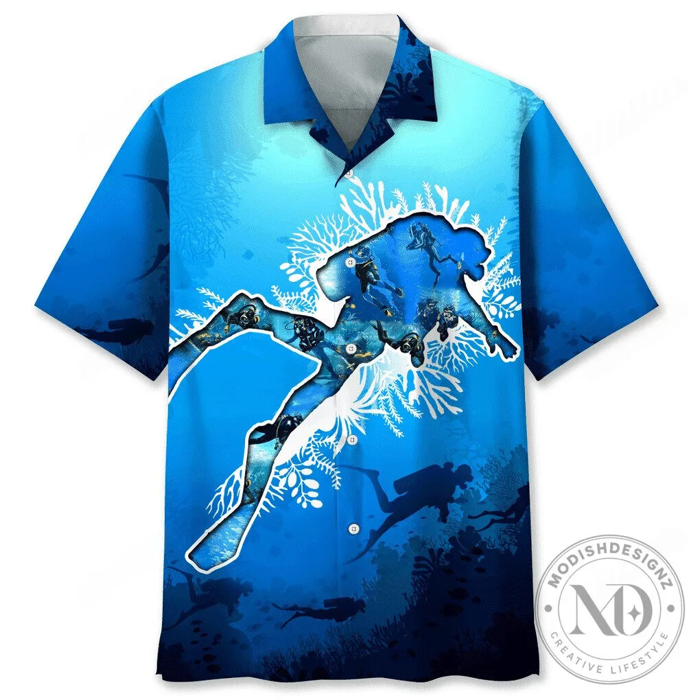Scuba Diving Ocean Coral Reef Hawaiian Shirt