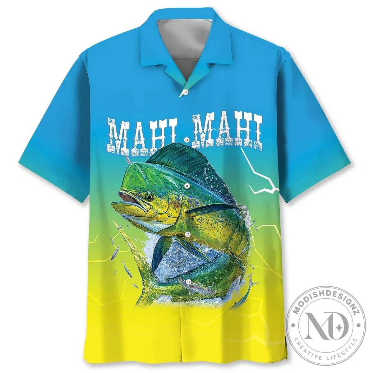 Mahi Mahi Fish Jumping Ocean Fishing Tropical Hawaiian Shirt