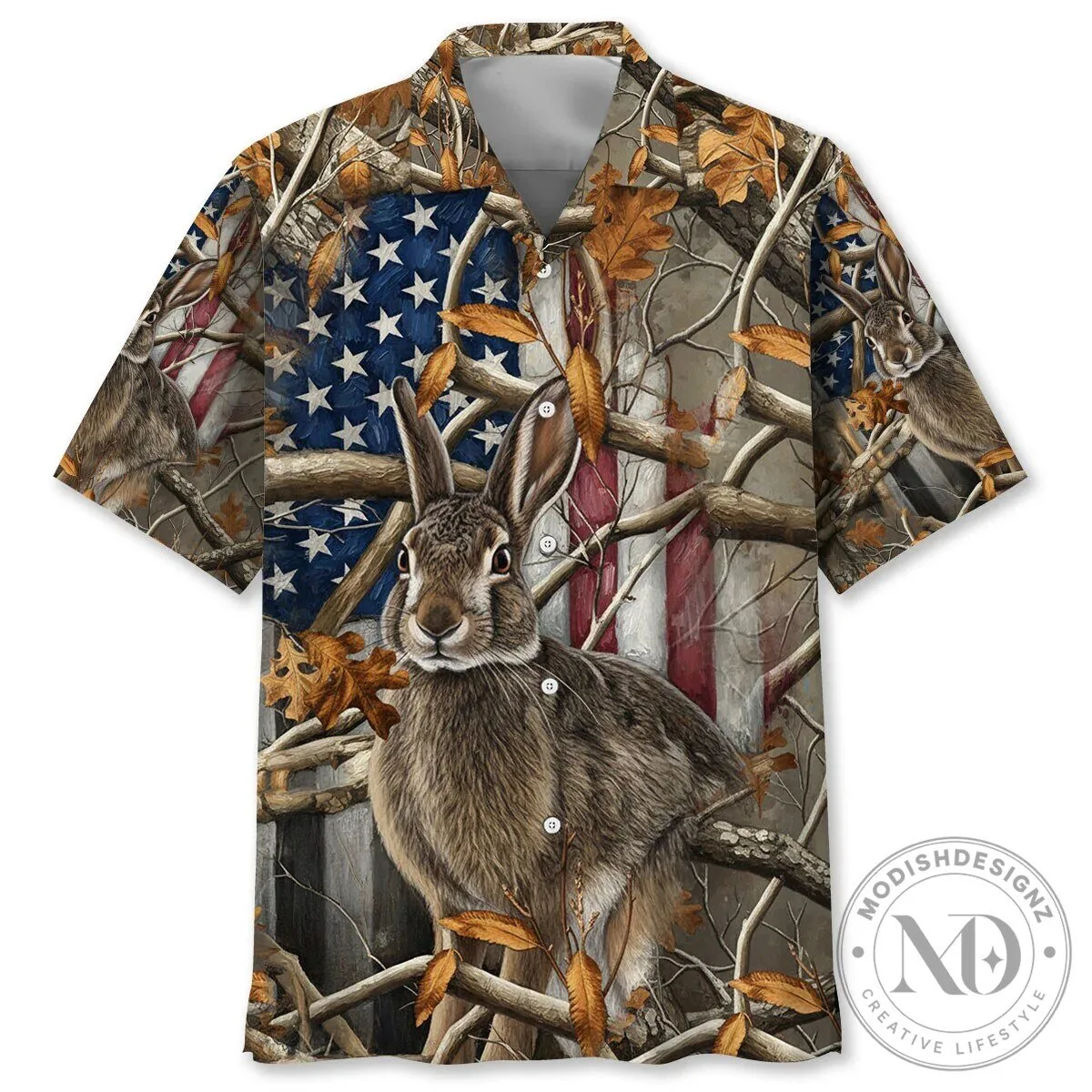 Vintage American Rabbit Hunting Camouflage Hawaiian Shirt