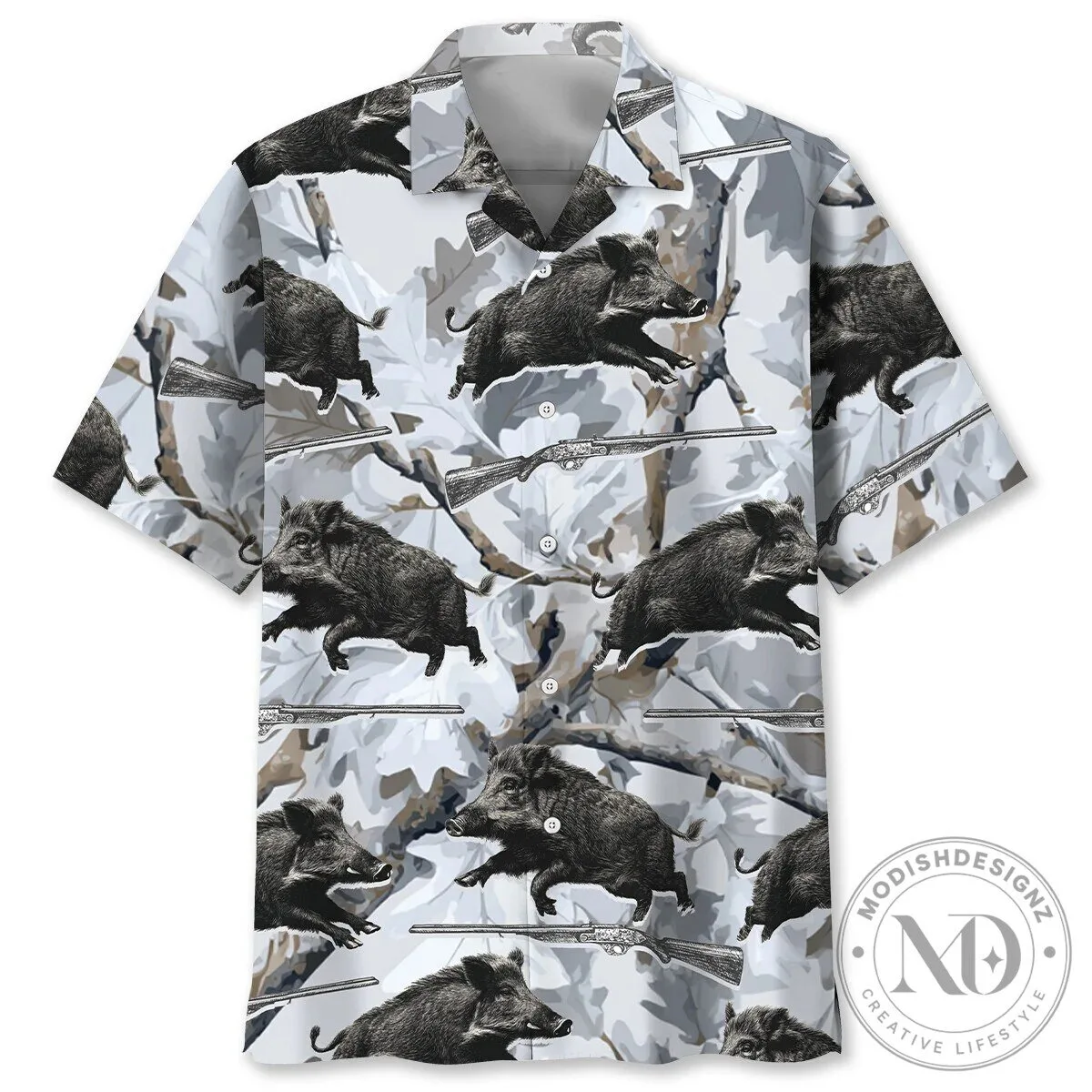 Hawaiian Shirt with Camouflage Pattern for Wild Boar Hunting