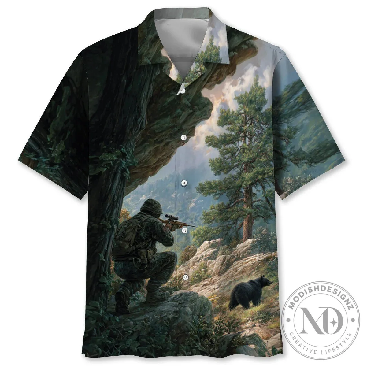 Black Bear Hunting Art Hawaiian Shirt for Men and Women 1 Black Bear Hunting Art Hawaiian Shirt for Men and Women