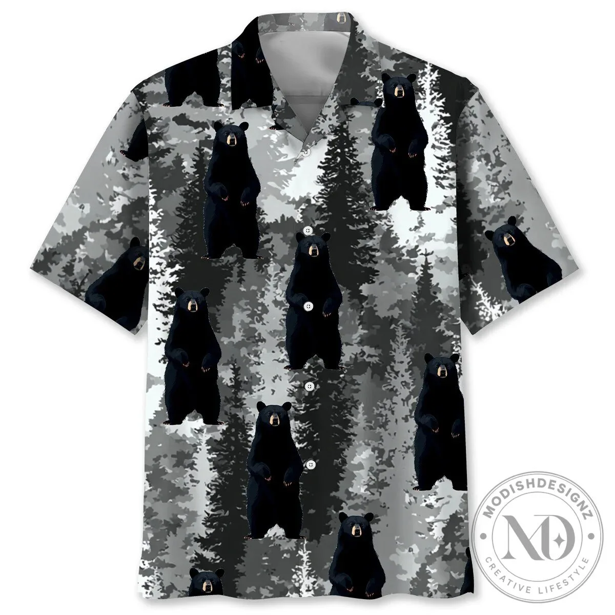 Black Bear Forest Camouflage Hawaiian Shirt 2 Black Bear Forest Camouflage Hawaiian Shirt