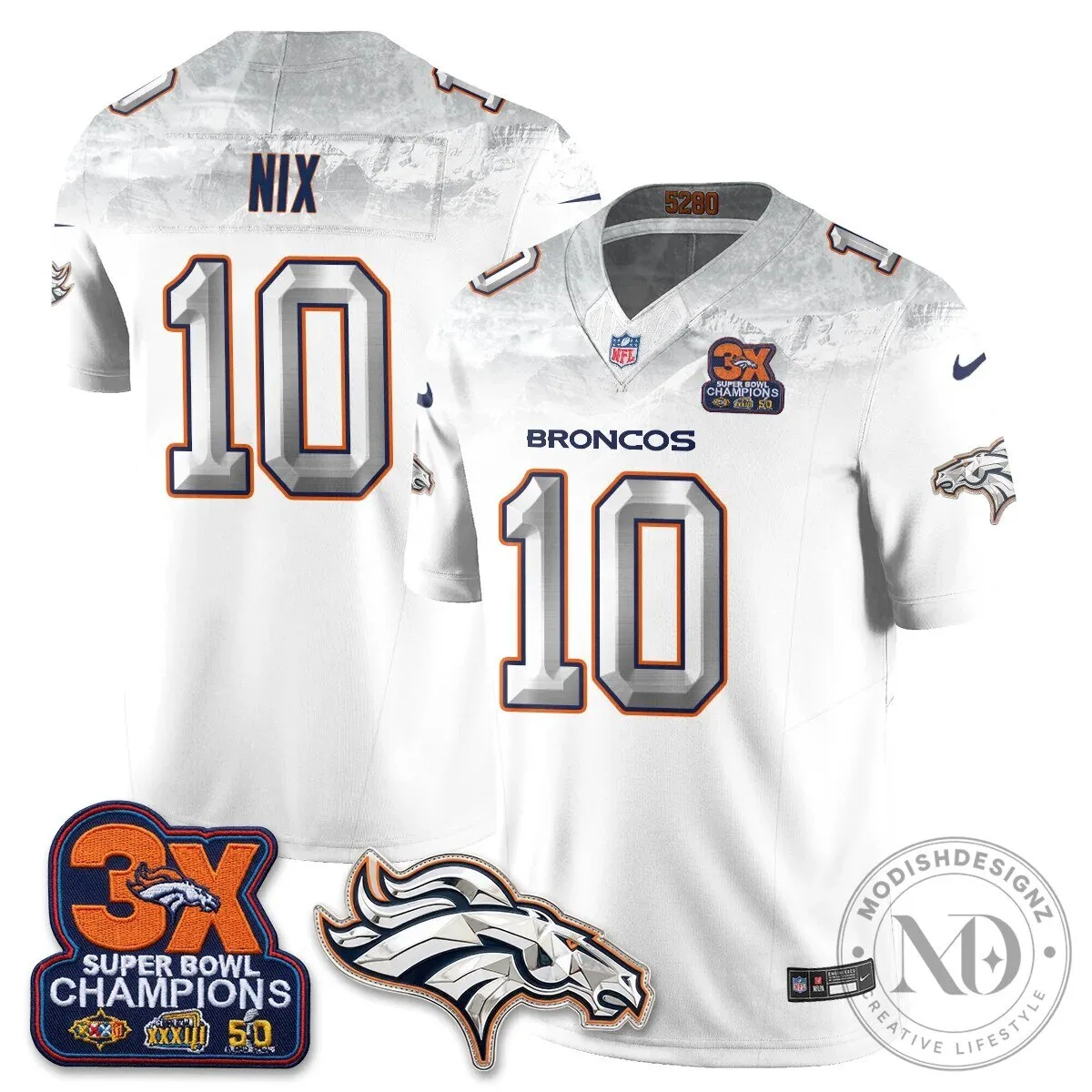Denver Broncos Nix Number 10 Super Bowl Champions Football Jersey