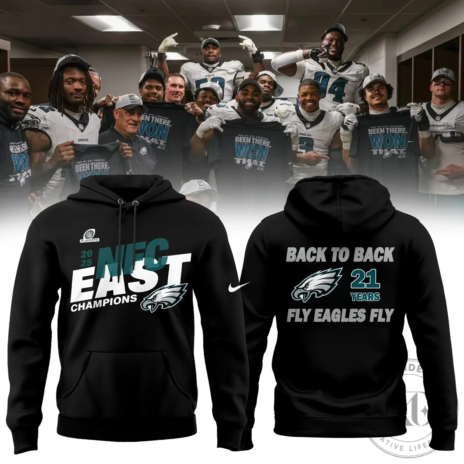 Philadelphia Eagles NFC East Champions 2025 Back To Back Hoodie