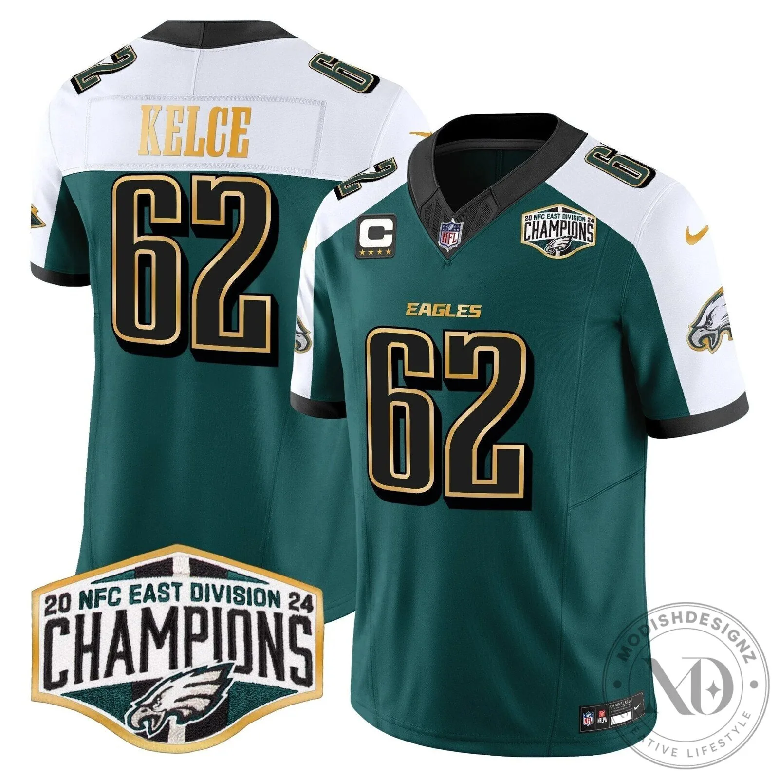 Philadelphia Eagles 2024 NFC East Division Champions Saquon Barkley 26 Football Jersey 72 Philadelphia Eagles 2024 NFC East Division Champions Saquon Barkley 26 Football Jersey