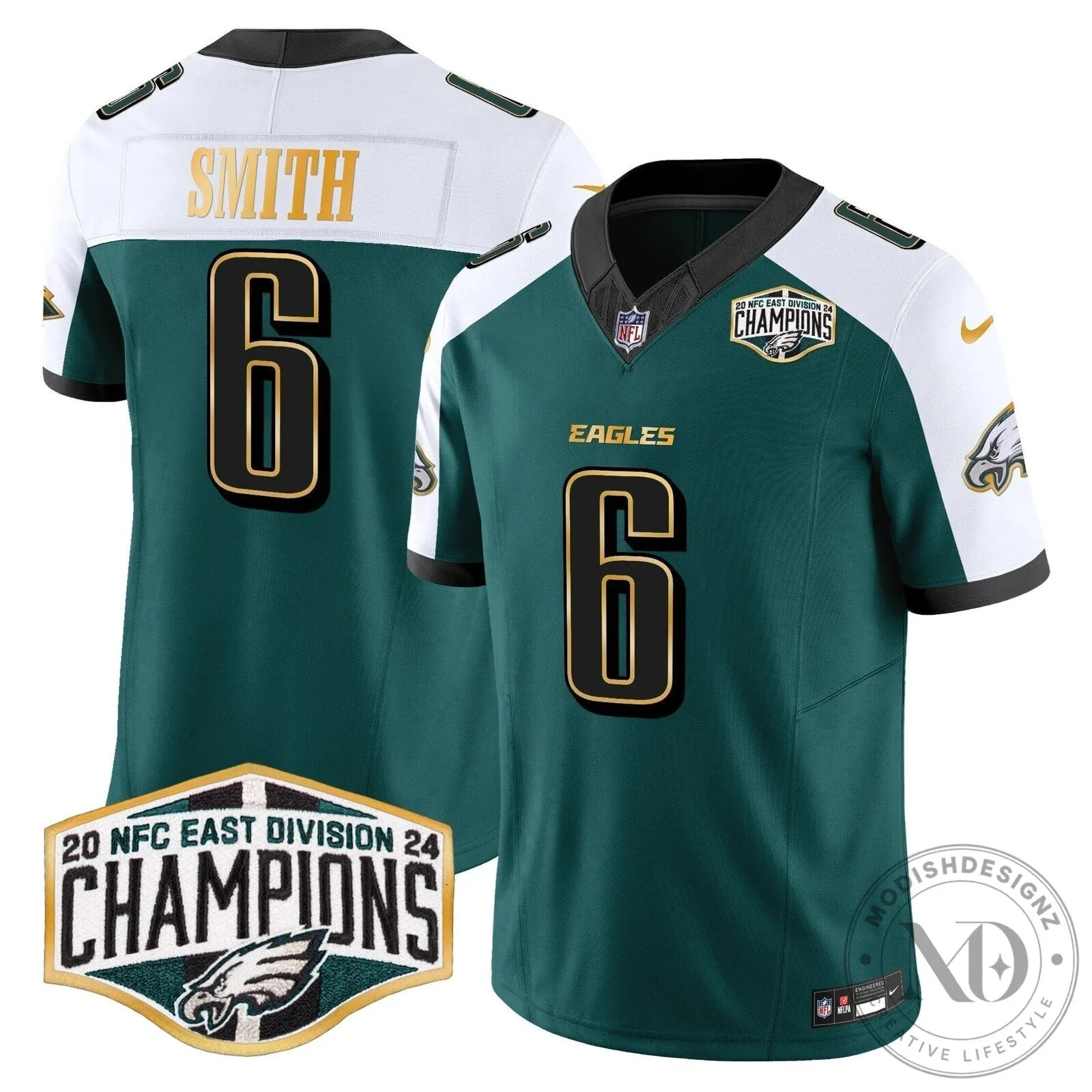 Philadelphia Eagles 2024 NFC East Division Champions Saquon Barkley 26 Football Jersey 73 Philadelphia Eagles 2024 NFC East Division Champions Saquon Barkley 26 Football Jersey