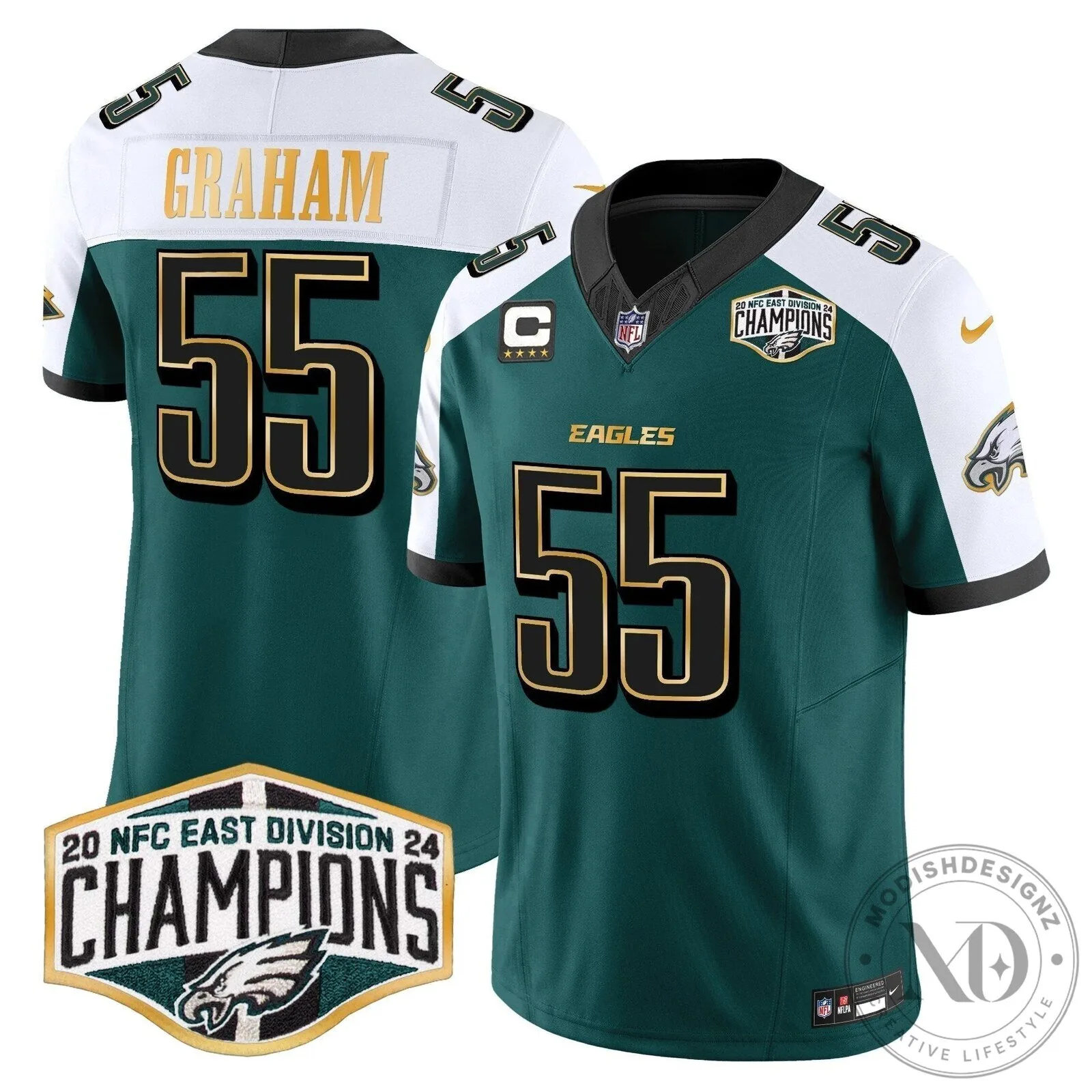 Philadelphia Eagles 2024 NFC East Division Champions Saquon Barkley 26 Football Jersey 76 Philadelphia Eagles 2024 NFC East Division Champions Saquon Barkley 26 Football Jersey
