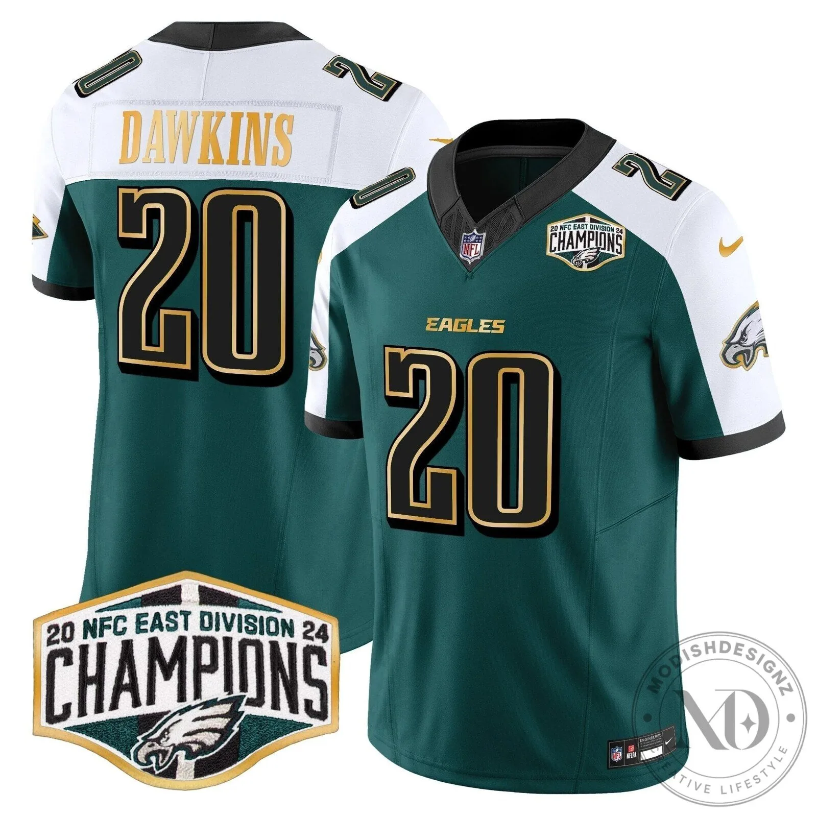 Philadelphia Eagles 2024 NFC East Division Champions Saquon Barkley 26 Football Jersey 77 Philadelphia Eagles 2024 NFC East Division Champions Saquon Barkley 26 Football Jersey