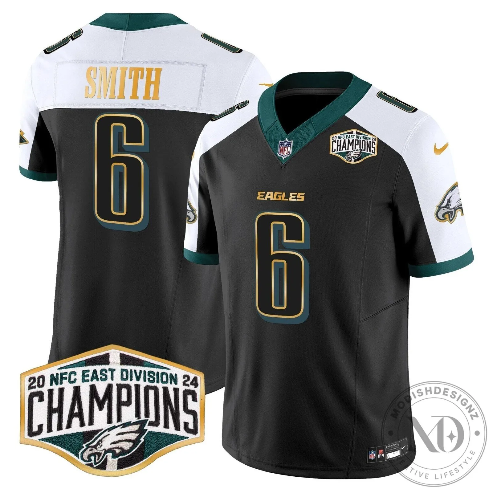 Philadelphia Eagles 2024 NFC East Division Champions Saquon Barkley 26 Football Jersey 82 Philadelphia Eagles 2024 NFC East Division Champions Saquon Barkley 26 Football Jersey