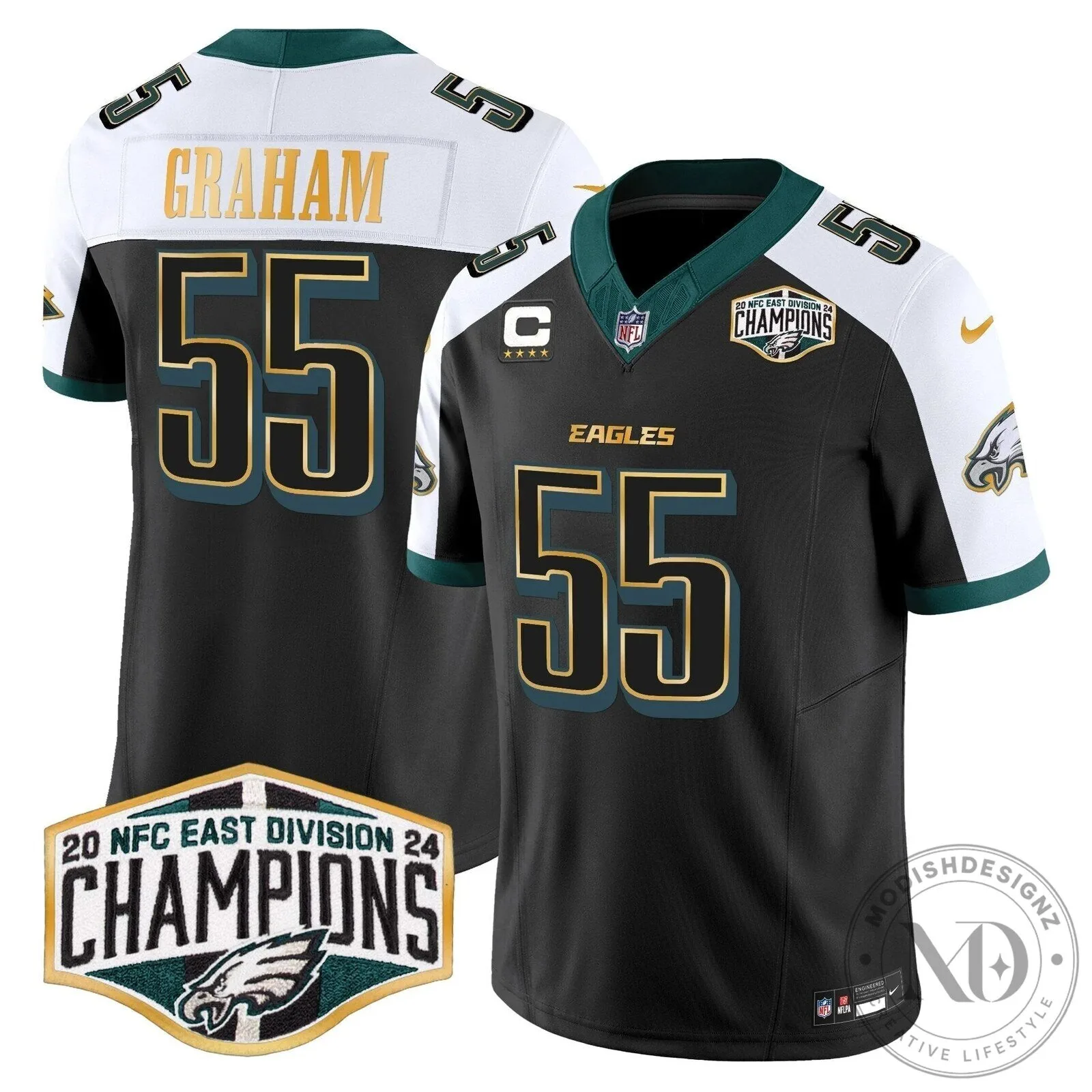 Philadelphia Eagles 2024 NFC East Division Champions Saquon Barkley 26 Football Jersey 84 Philadelphia Eagles 2024 NFC East Division Champions Saquon Barkley 26 Football Jersey