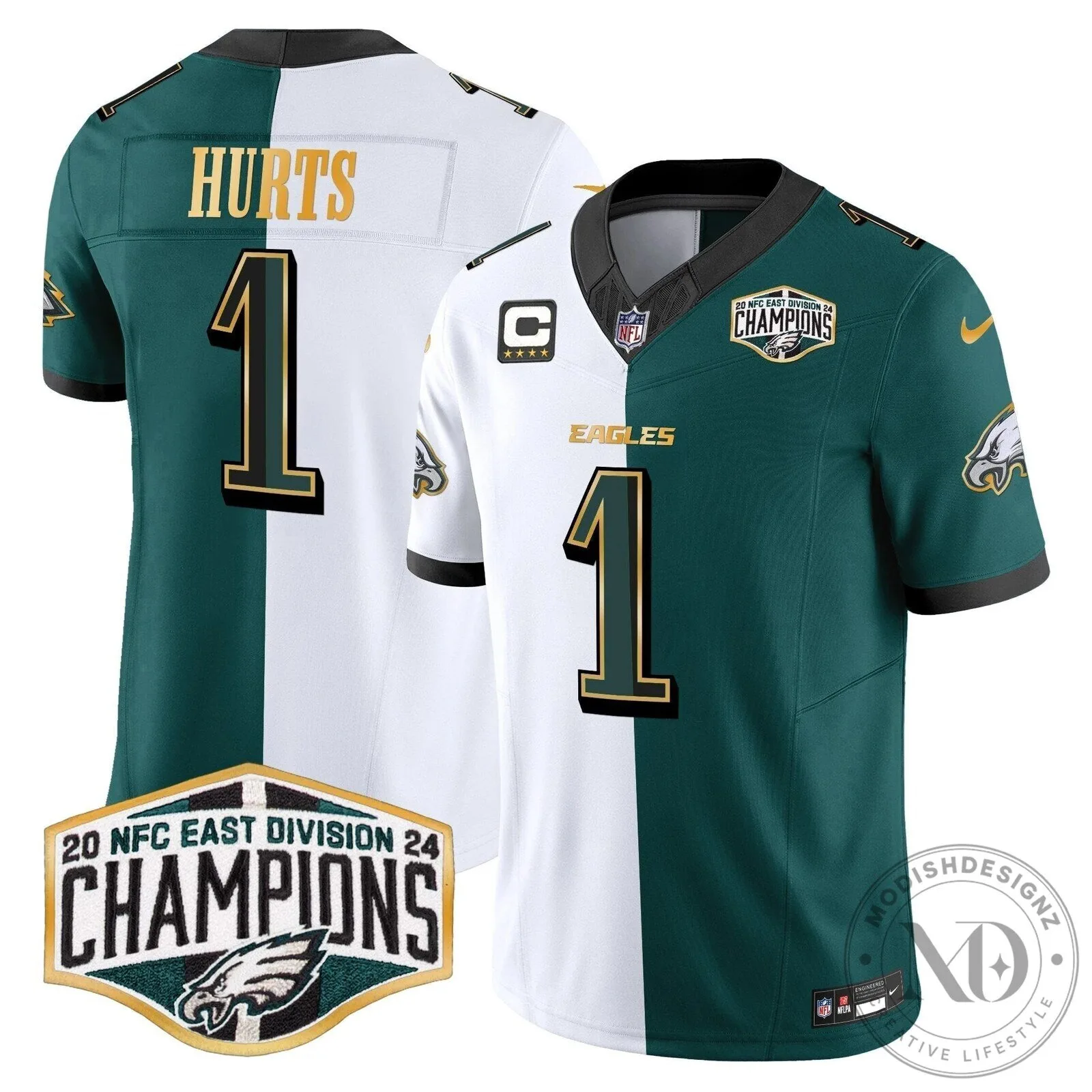 Philadelphia Eagles 2024 NFC East Division Champions Saquon Barkley 26 Football Jersey 89 Philadelphia Eagles 2024 NFC East Division Champions Saquon Barkley 26 Football Jersey