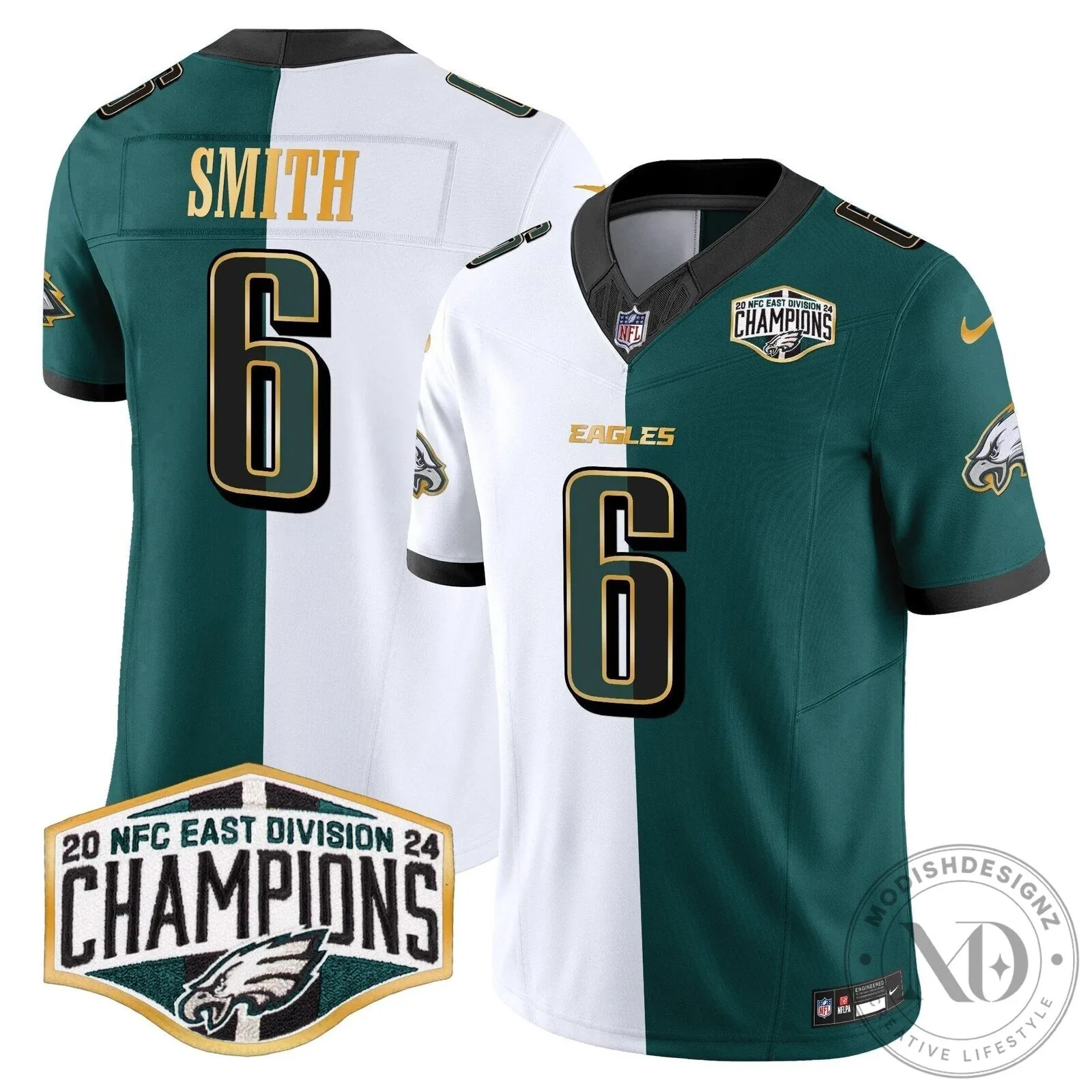 Philadelphia Eagles 2024 NFC East Division Champions Saquon Barkley 26 Football Jersey 91 Philadelphia Eagles 2024 NFC East Division Champions Saquon Barkley 26 Football Jersey