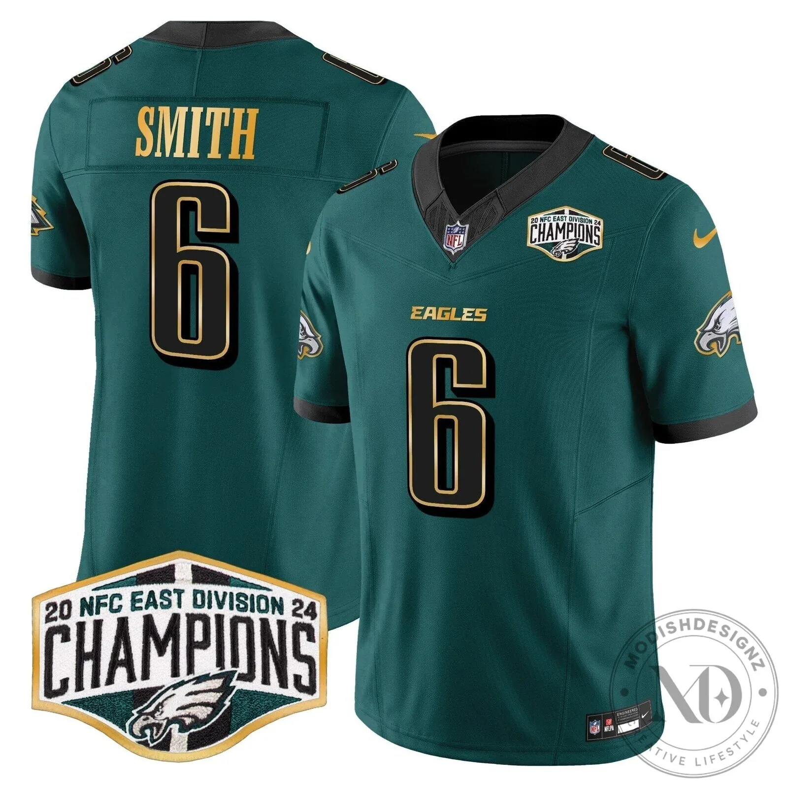 Philadelphia Eagles 2024 NFC East Division Champions Saquon Barkley 26 Football Jersey 95 Philadelphia Eagles 2024 NFC East Division Champions Saquon Barkley 26 Football Jersey