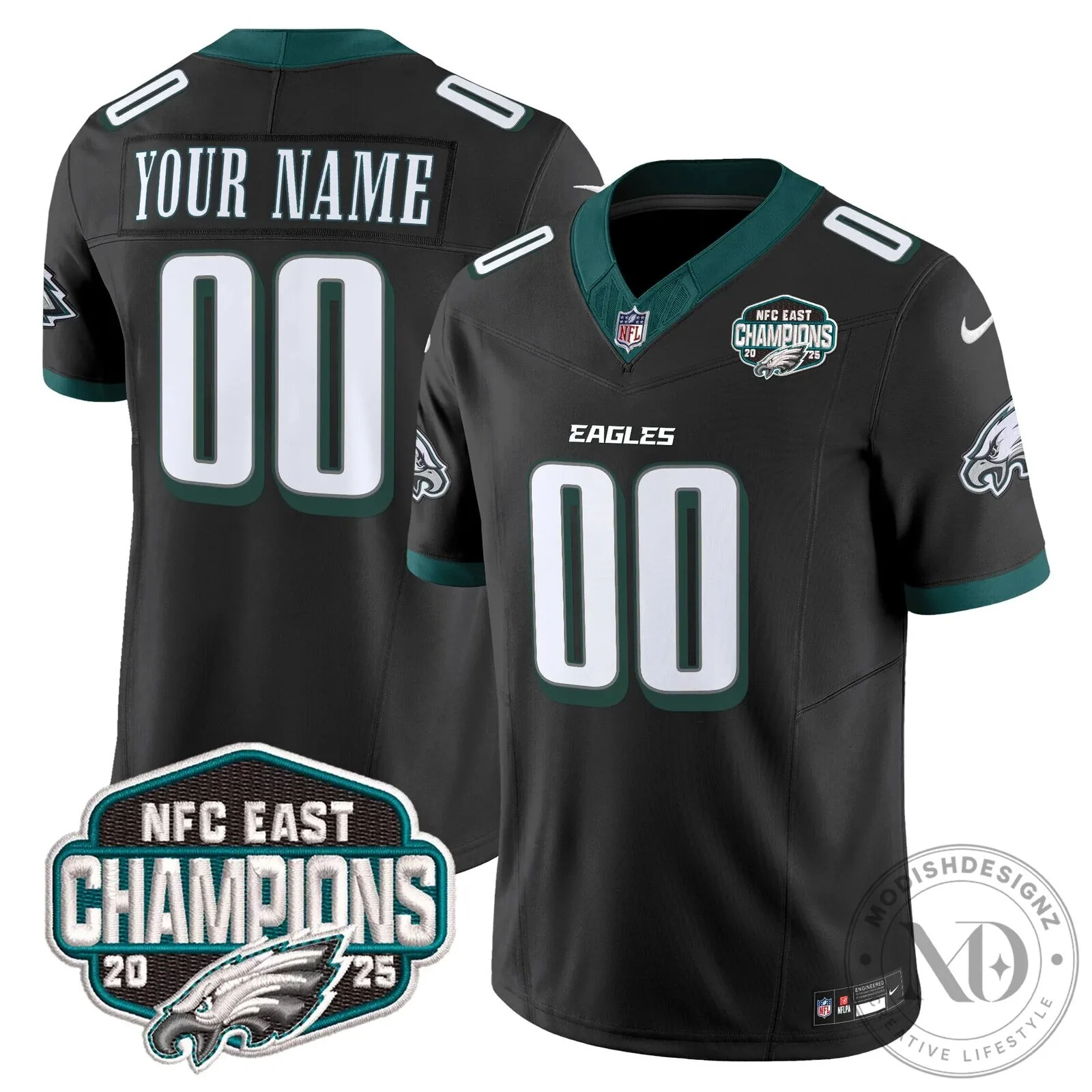 NFC East Champions Philadelphia Eagles Custom Football Jersey 12 NFC East Champions Philadelphia Eagles Custom Football Jersey