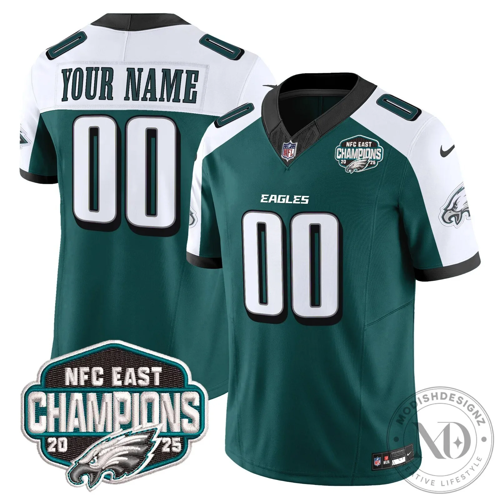 NFC East Champions Philadelphia Eagles Custom Football Jersey 13 NFC East Champions Philadelphia Eagles Custom Football Jersey