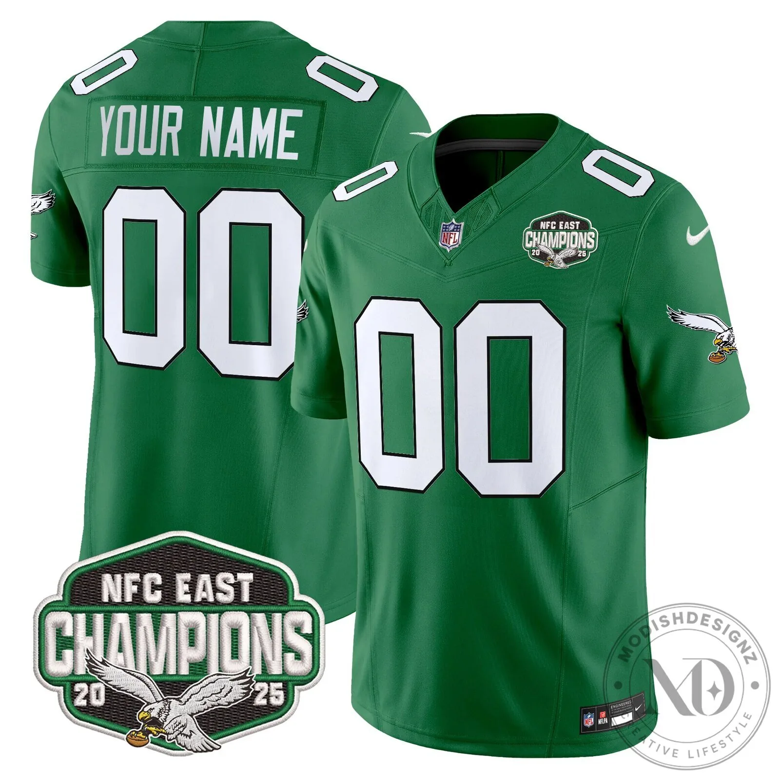 NFC East Champions Philadelphia Eagles Custom Football Jersey 14 NFC East Champions Philadelphia Eagles Custom Football Jersey