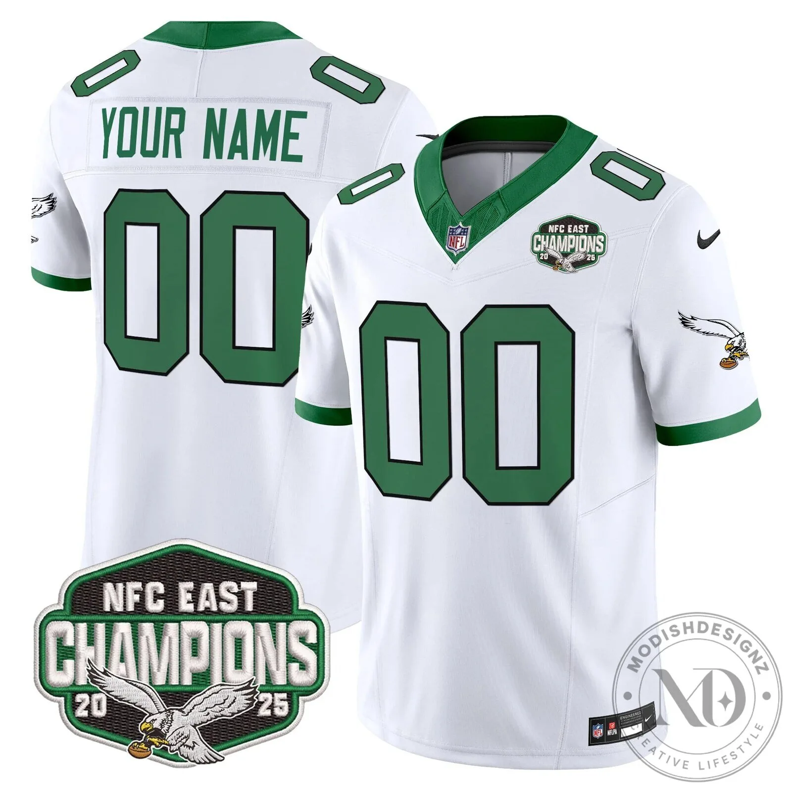 NFC East Champions Philadelphia Eagles Custom Football Jersey 15 NFC East Champions Philadelphia Eagles Custom Football Jersey