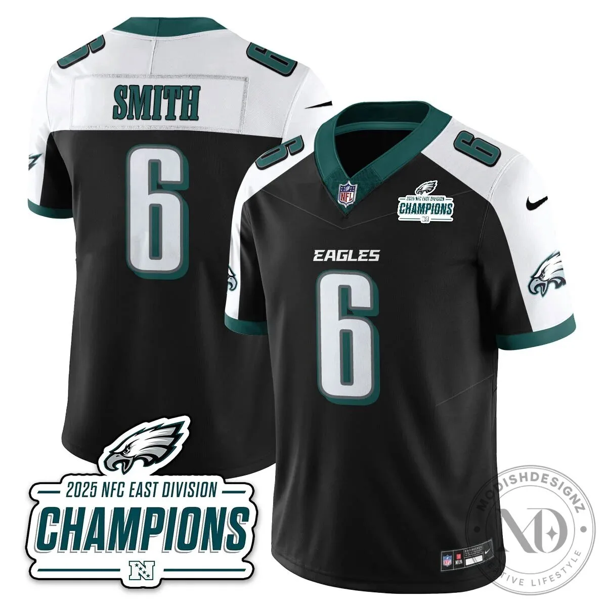 Philadelphia Eagles 2025 NFC East Division Champions Saquon Barkley Football Jersey 66 Philadelphia Eagles 2025 NFC East Division Champions Saquon Barkley Football Jersey