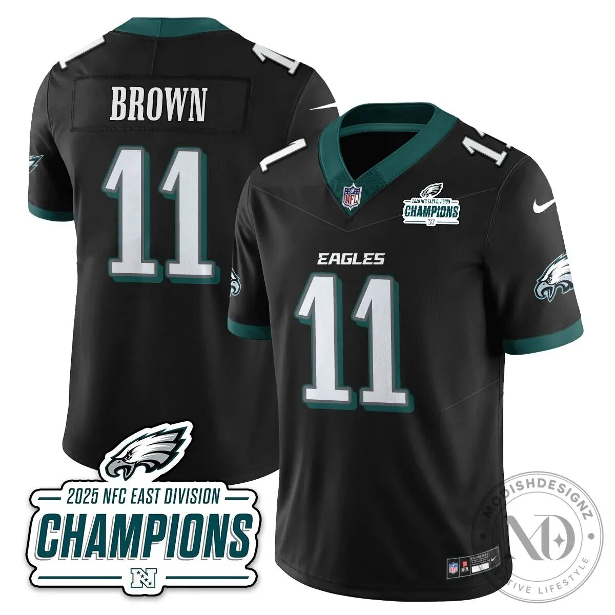 Philadelphia Eagles 2025 NFC East Division Champions Saquon Barkley Football Jersey 69 Philadelphia Eagles 2025 NFC East Division Champions Saquon Barkley Football Jersey