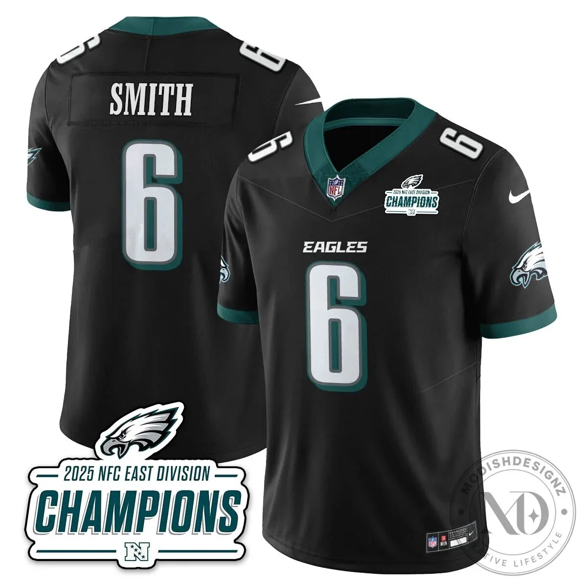 Philadelphia Eagles 2025 NFC East Division Champions Saquon Barkley Football Jersey 74 Philadelphia Eagles 2025 NFC East Division Champions Saquon Barkley Football Jersey