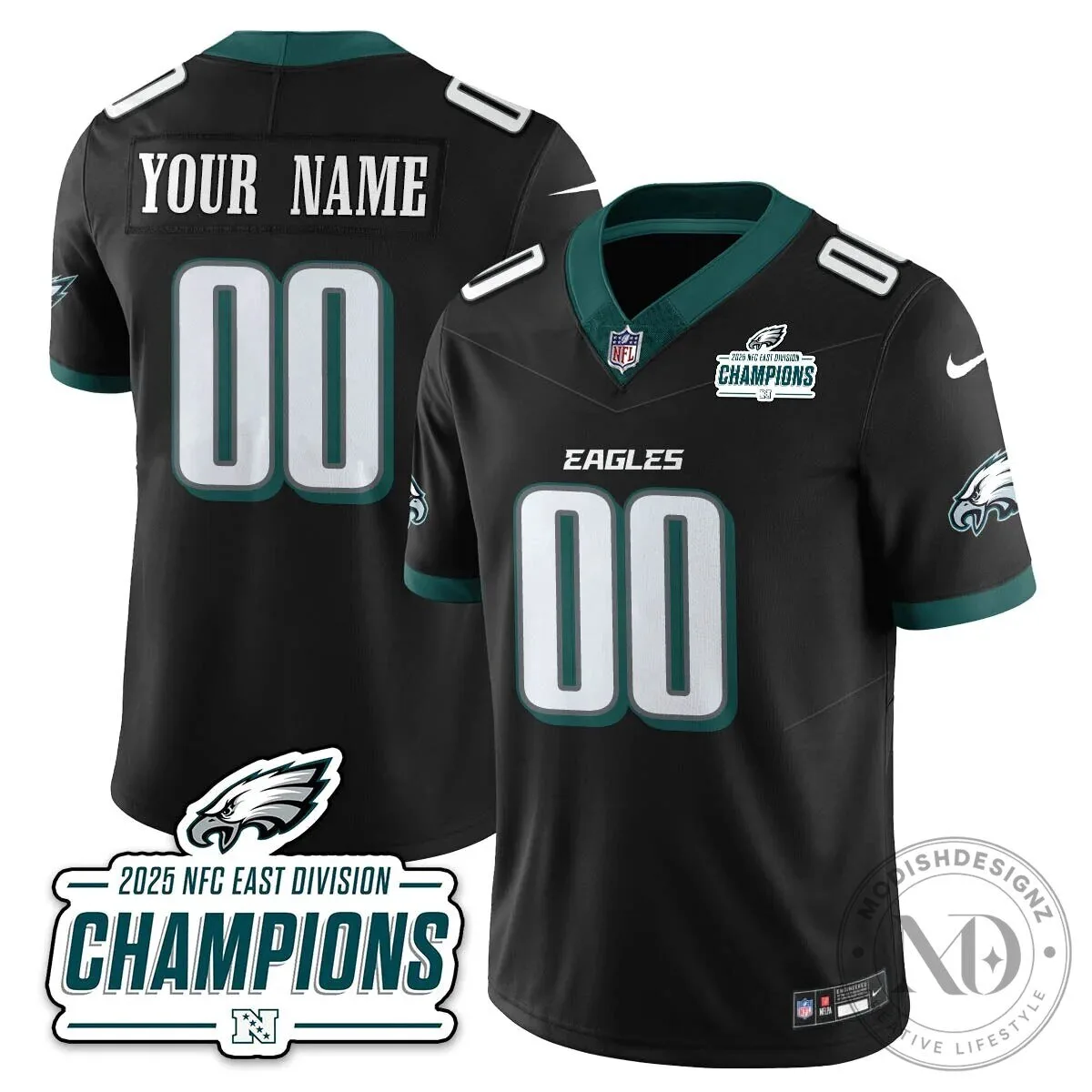 Philadelphia Eagles 2025 NFC East Division Champions Saquon Barkley Football Jersey 75 Philadelphia Eagles 2025 NFC East Division Champions Saquon Barkley Football Jersey
