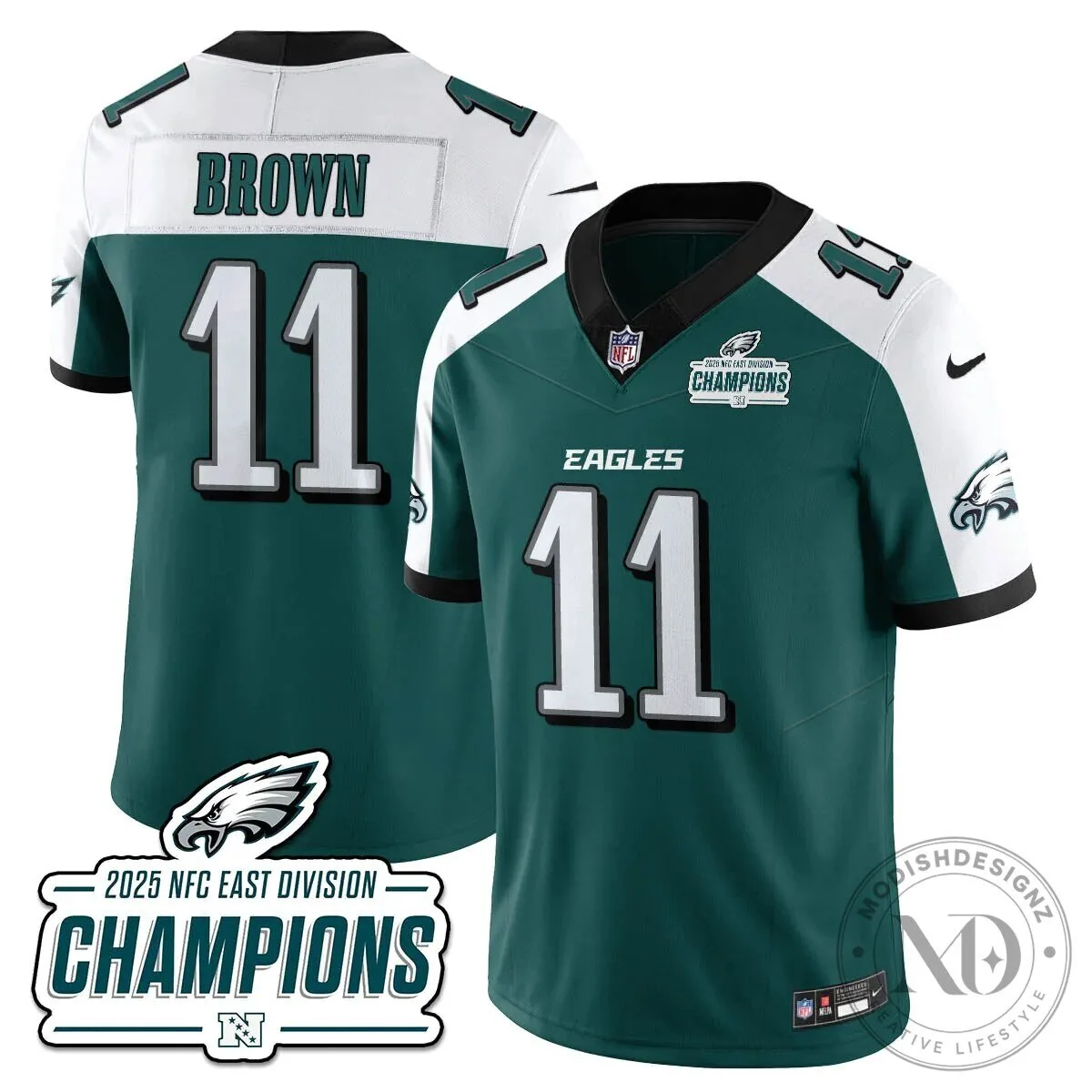 Philadelphia Eagles 2025 NFC East Division Champions Saquon Barkley Football Jersey 77 Philadelphia Eagles 2025 NFC East Division Champions Saquon Barkley Football Jersey