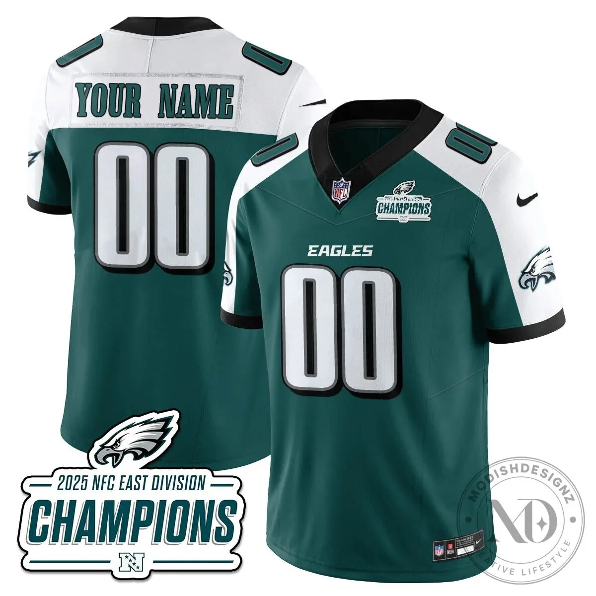 Philadelphia Eagles 2025 NFC East Division Champions Saquon Barkley Football Jersey 83 Philadelphia Eagles 2025 NFC East Division Champions Saquon Barkley Football Jersey