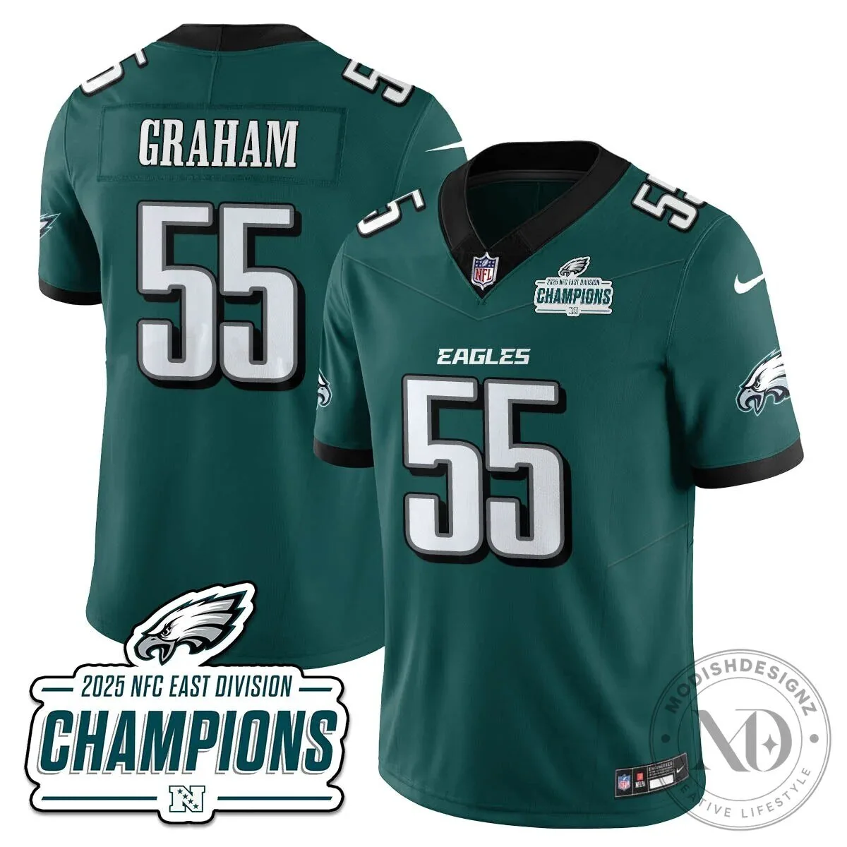 Philadelphia Eagles 2025 NFC East Division Champions Saquon Barkley Football Jersey 96 Philadelphia Eagles 2025 NFC East Division Champions Saquon Barkley Football Jersey