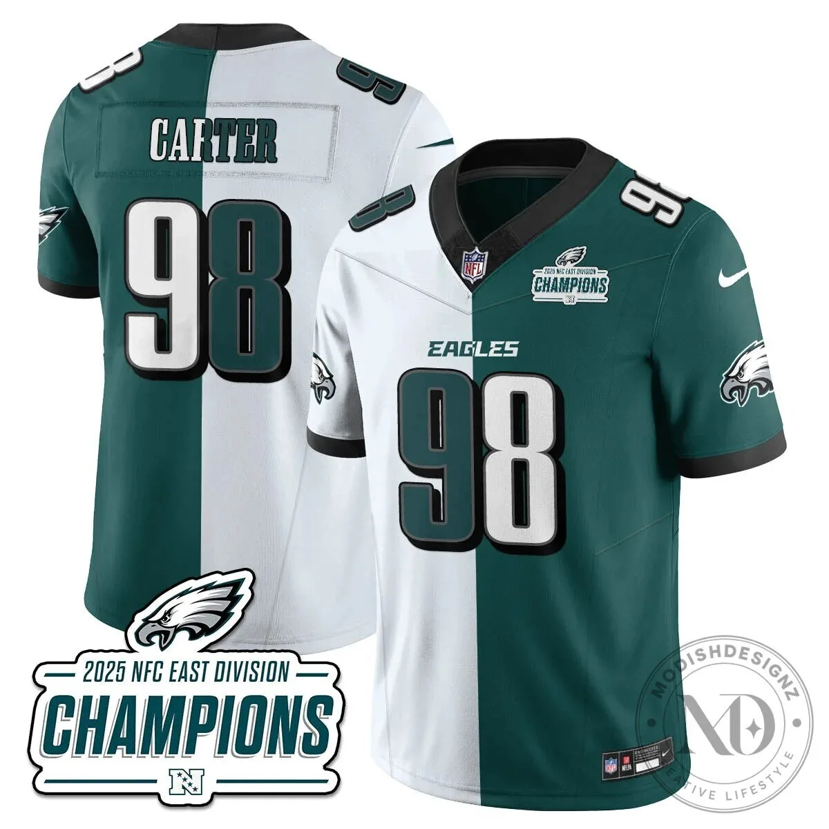 Philadelphia Eagles 2025 NFC East Division Champions Saquon Barkley Football Jersey 102 Philadelphia Eagles 2025 NFC East Division Champions Saquon Barkley Football Jersey