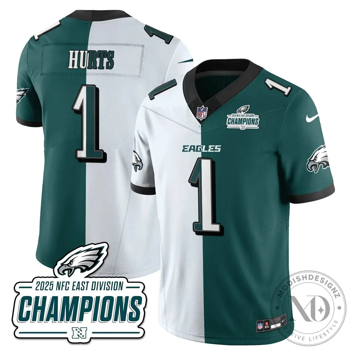 Philadelphia Eagles 2025 NFC East Division Champions Saquon Barkley Football Jersey 105 Philadelphia Eagles 2025 NFC East Division Champions Saquon Barkley Football Jersey