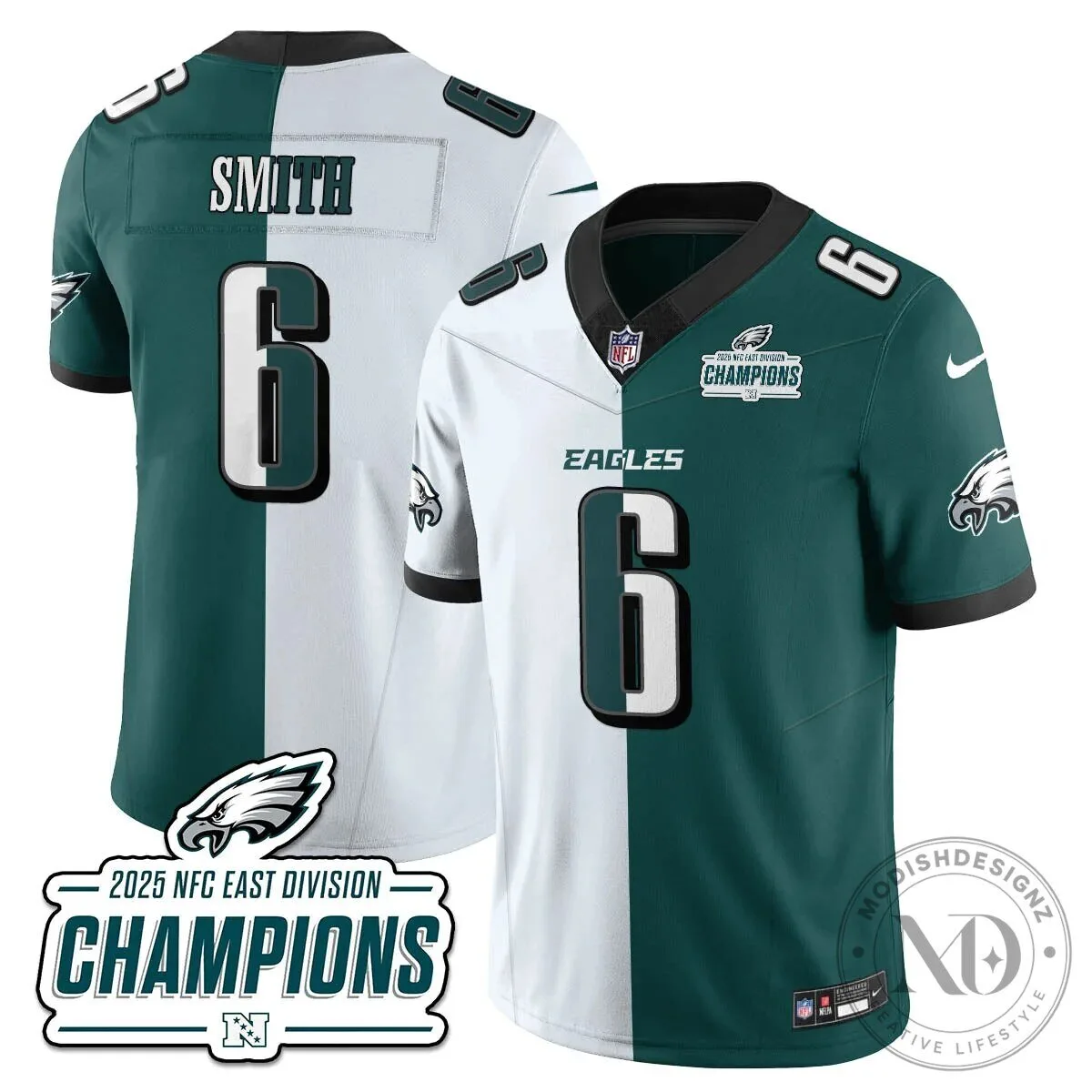 Philadelphia Eagles 2025 NFC East Division Champions Saquon Barkley Football Jersey 106 Philadelphia Eagles 2025 NFC East Division Champions Saquon Barkley Football Jersey