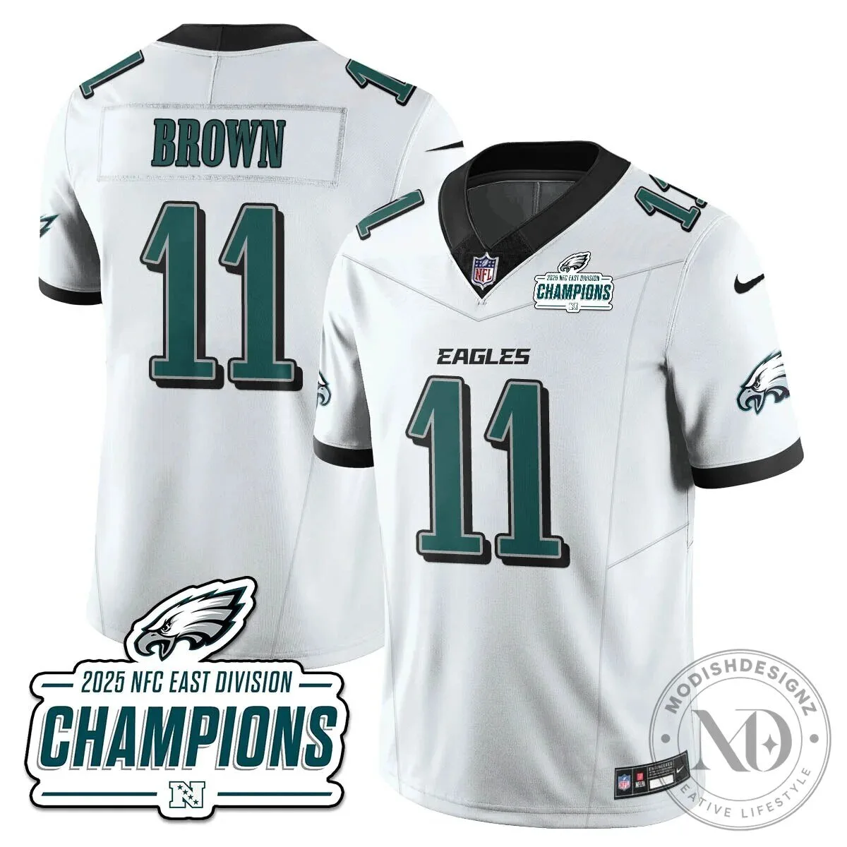 Philadelphia Eagles 2025 NFC East Division Champions Saquon Barkley Football Jersey 109 Philadelphia Eagles 2025 NFC East Division Champions Saquon Barkley Football Jersey