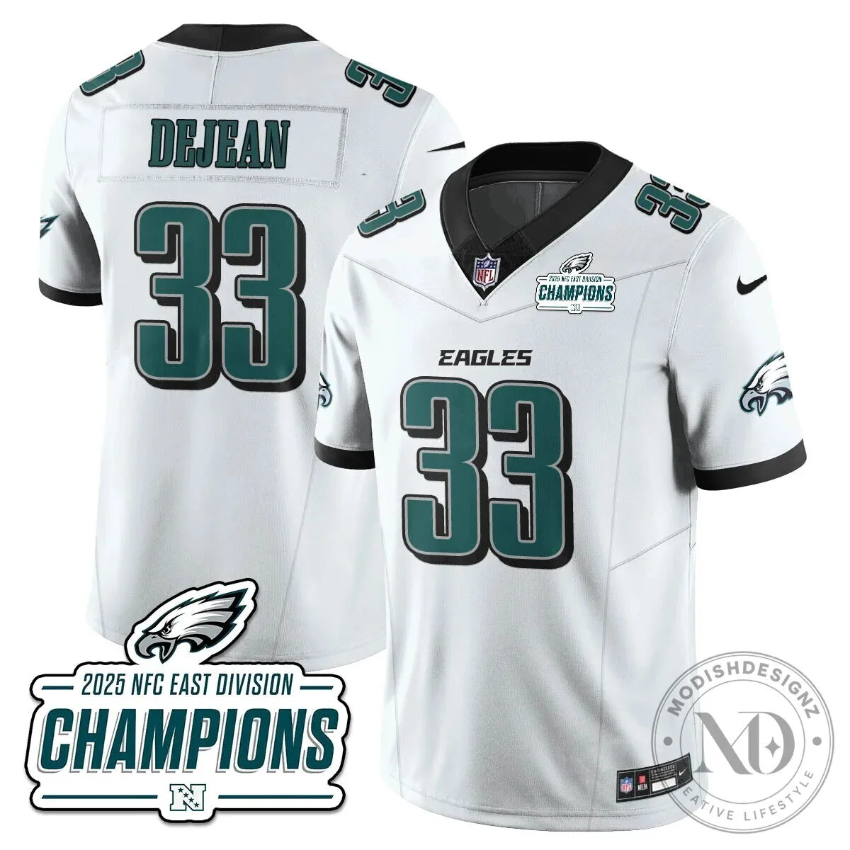 Philadelphia Eagles 2025 NFC East Division Champions Saquon Barkley Football Jersey 111 Philadelphia Eagles 2025 NFC East Division Champions Saquon Barkley Football Jersey