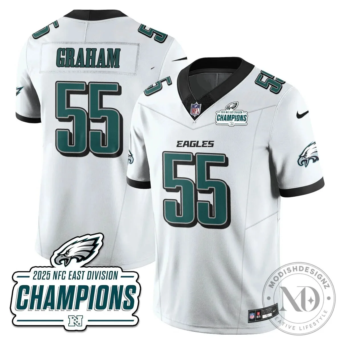 Philadelphia Eagles 2025 NFC East Division Champions Saquon Barkley Football Jersey 112 Philadelphia Eagles 2025 NFC East Division Champions Saquon Barkley Football Jersey