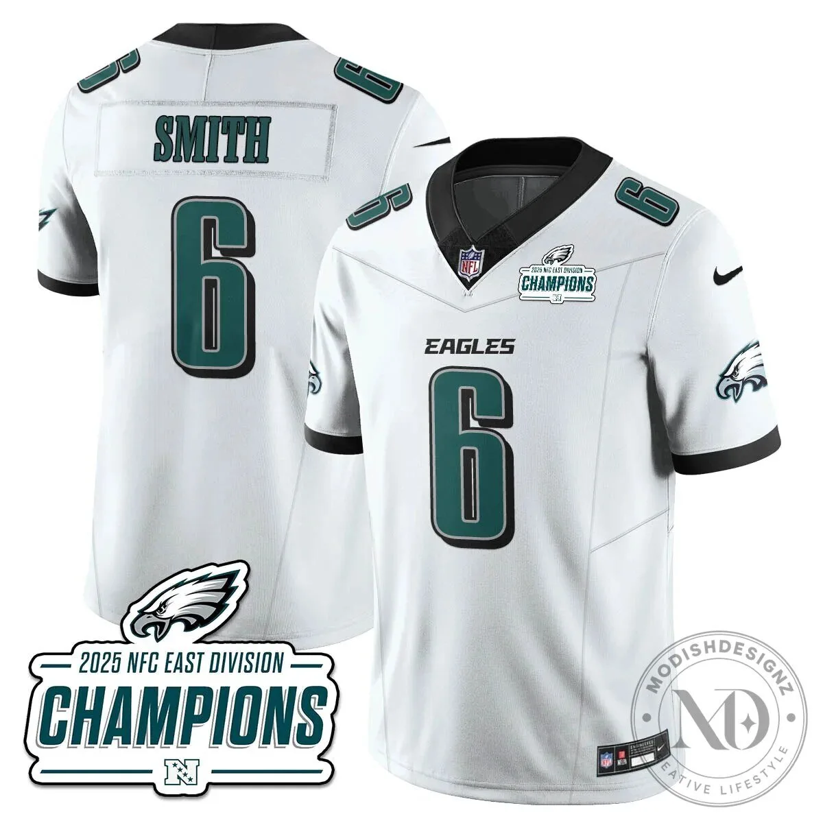 Philadelphia Eagles 2025 NFC East Division Champions Saquon Barkley Football Jersey 114 Philadelphia Eagles 2025 NFC East Division Champions Saquon Barkley Football Jersey