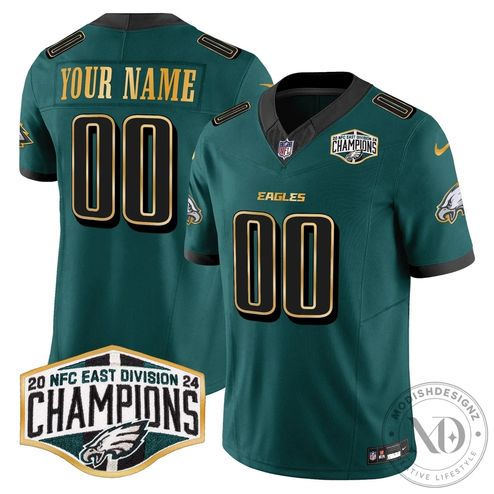 NFC East Division Champions Philadelphia Eagles Custom Football Jersey
