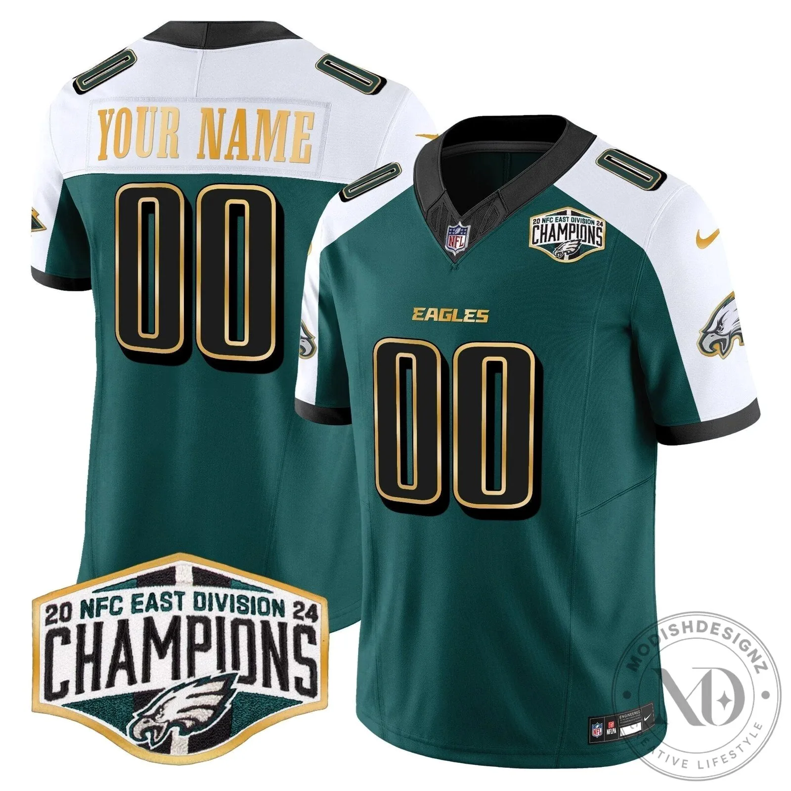 NFC East Division Champions Philadelphia Eagles Custom Football Jersey 13 NFC East Division Champions Philadelphia Eagles Custom Football Jersey