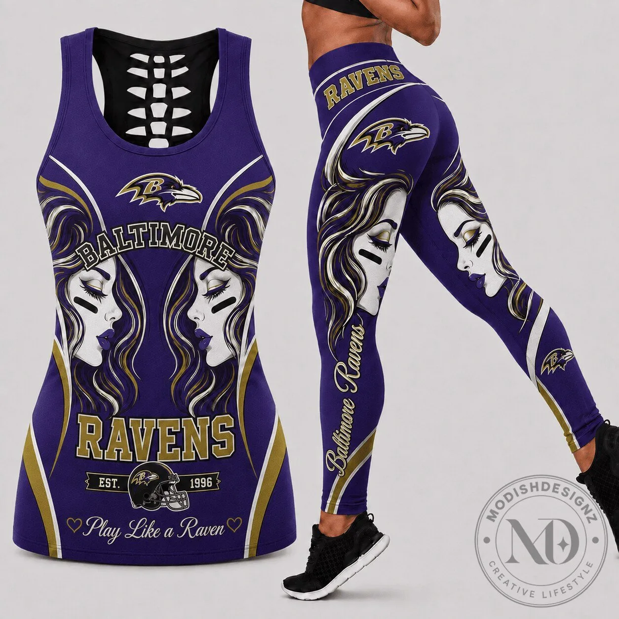 Baltimore Ravens Football Team Game Day Women's Tank Top and Leggings Set