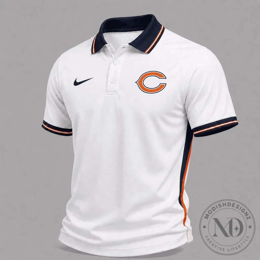 Chicago Bears National Football League White Premium Gameday Polo Shirt Chicago Bears National Football League White Premium Gameday Polo Shirt