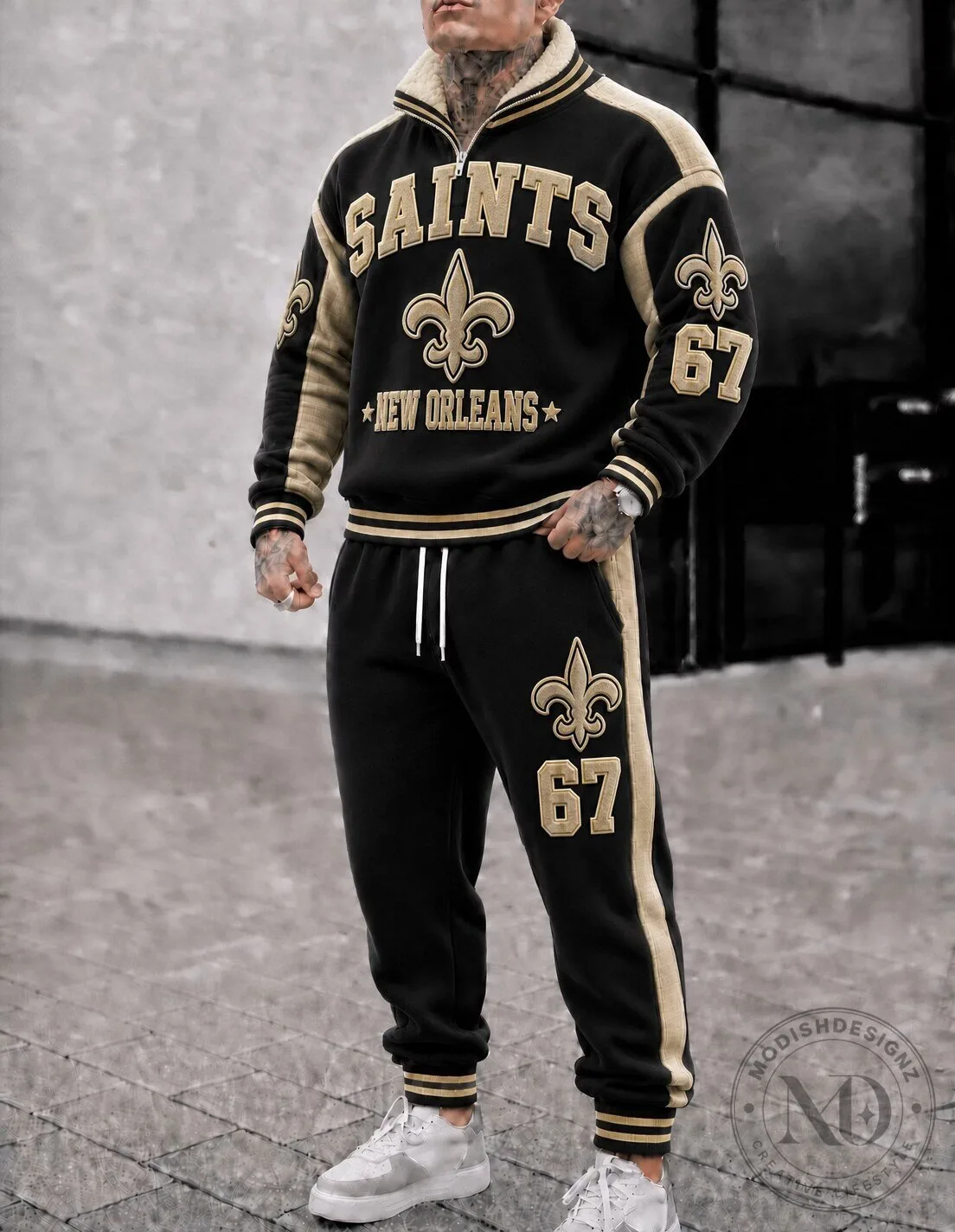 Black and Gold Tracksuit Set for New Orleans Saints Football Team