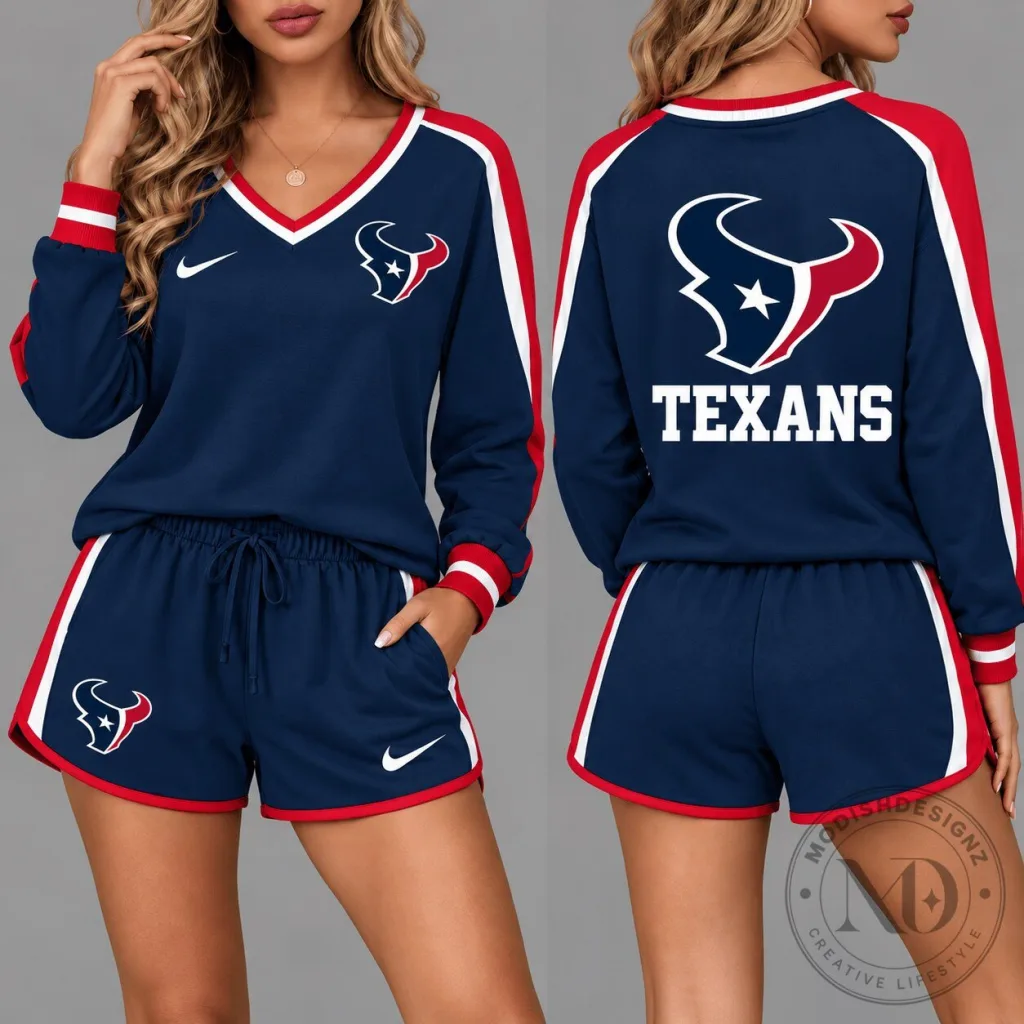 Houston Texans NFL Team Pride Long Sleeve and Shorts Pajama Set Houston Texans NFL Team Pride Long Sleeve and Shorts Pajama Set