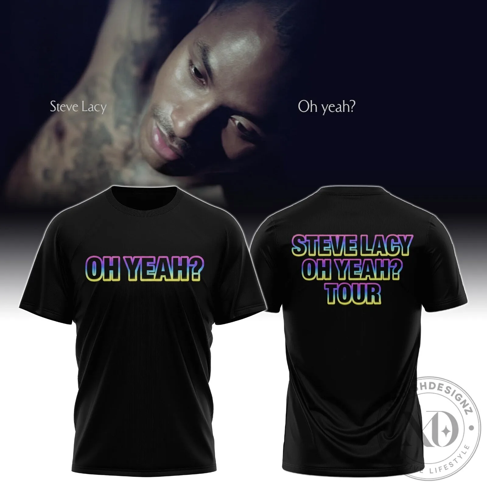 Steve Lacy Oh Yeah Tour Black Graphic Print T-Shirt
