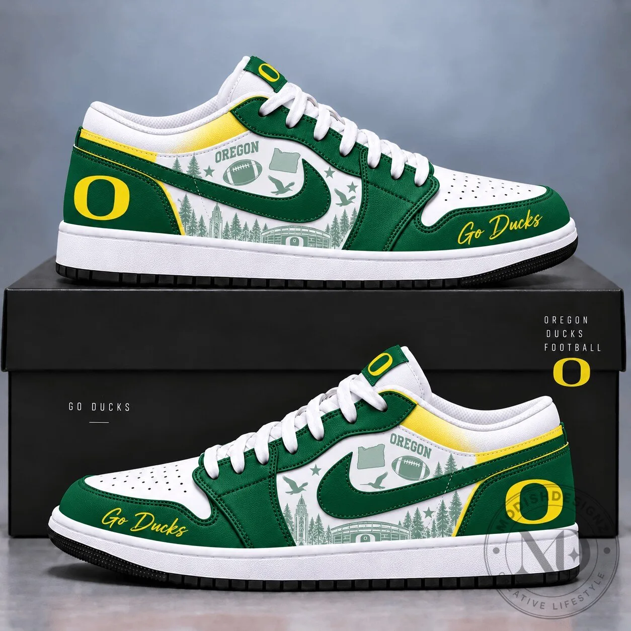 Oregon Ducks Football Team Custom Designed Athletic Sneakers