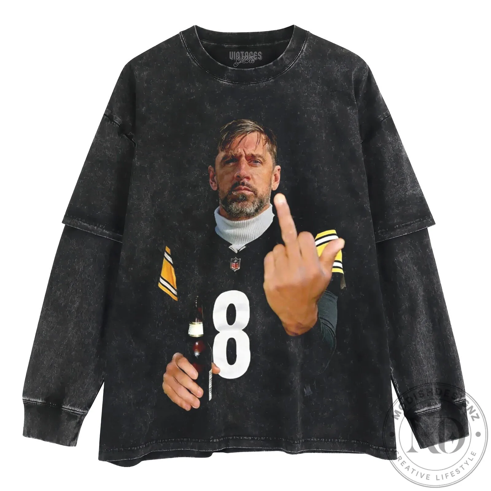 Aaron Rodgers Middle Finger Beer Long Sleeve T-Shirt