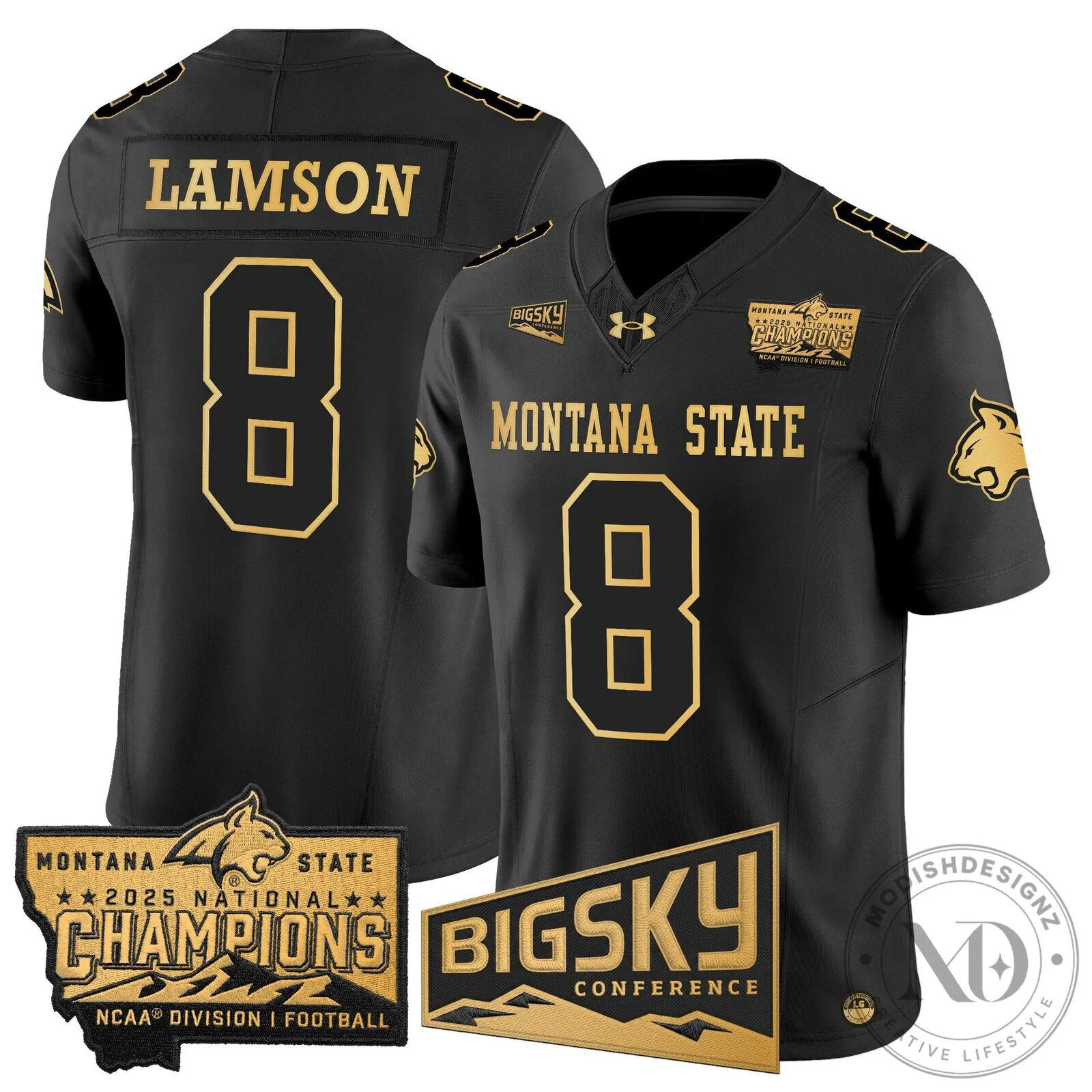 Montana State Bobcats 2025 National Champions Black Football Jersey